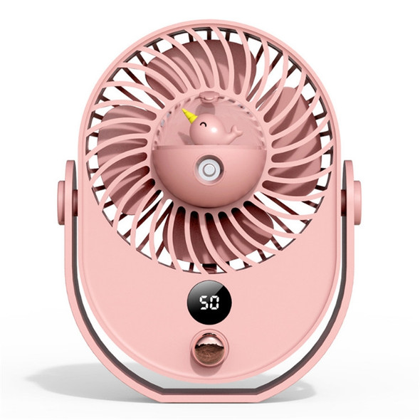 Desktop Spray Fan Cute Pet Add Water Silent Fan, Style:USB Without Battery(Pink Narwhal)