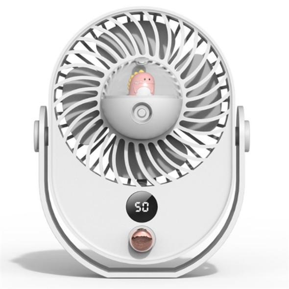 Desktop Spray Fan Cute Pet Add Water Silent Fan, Style:USB Without Battery(White Dinosaur)