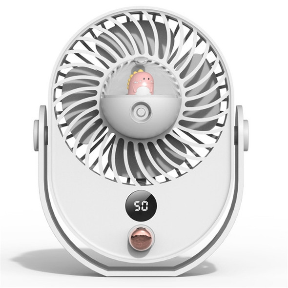 Desktop Spray Fan Cute Pet Add Water Silent Fan, Style:USB Without Battery(White Dinosaur)