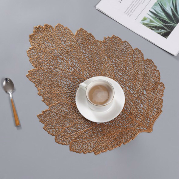 2 PCS Leaf PVC Heat Resistant Placemat Drink Glass Coaster, Size: 37x47cm(Bronze)