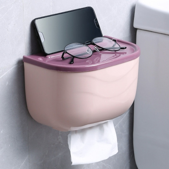 Toilet Punch-free Waterproof Wall-mounted Plastic Drawer Tissue Box(Pink)