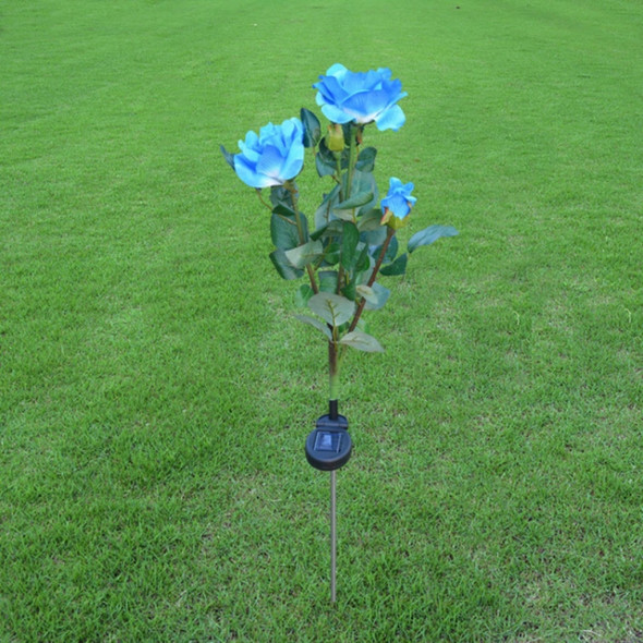 Solar LED Artificial Rose Lantern Garden Decoration Lawn Lamp(Blue)