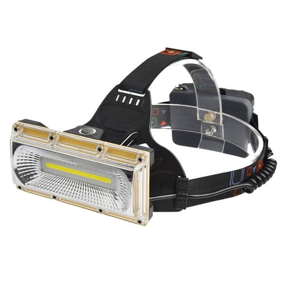 Detector Headlight LED+COB Floodlight Rechargeable Glare Work Light Auto Repair Head-mounted Flashlight, Colour: Gold Set (3 Batteries, USB Wire, Color Box）