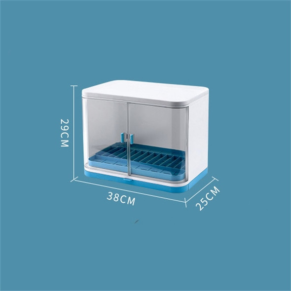 Tableware Storage Box Drain Rack Plastic Cupboard With Lid, Style:Single Layer