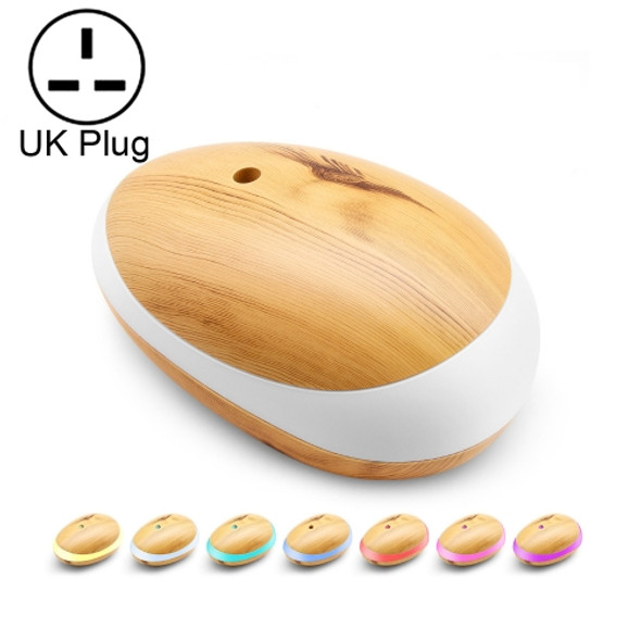 Mouse Wood Grain Essential Oil Air Humidifier Colorful Night Lamp Ultrasonic Aroma Diffuser, Power Plug:UK Plug(Light Wood Grain)