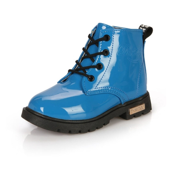 Kids Shoes PU Leather Lace Up High Children Sneakers Autumn Winter Children Shoes Cloth Shoes, Shoe Size:33(Blue)