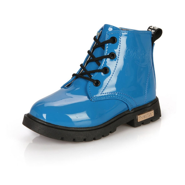 Kids Shoes PU Leather Lace Up High Children Sneakers Autumn Winter Children Shoes Cloth Shoes, Shoe Size:36(Blue)