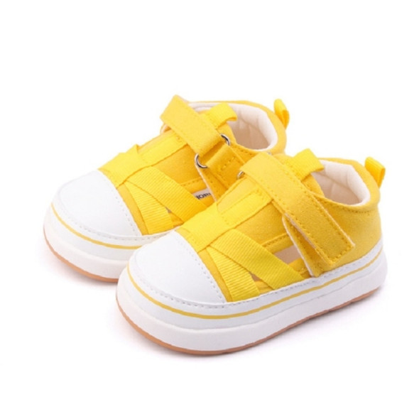 Breathable Baby Toddler Shoes for Boys and Girls Soft Canvas Shoes, Size:18(Yellow)