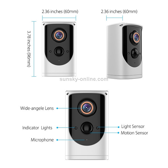 EKEN PASO R2 1080P HD Solar Powered IP Camera, Support Two-way Audio, Night Vision, PIR Motion Detection