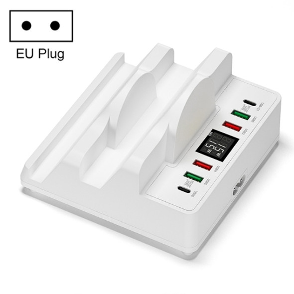 F6 Multifunctional Dual Wireless Charger with Phone Holder & Current Display, EU Plug