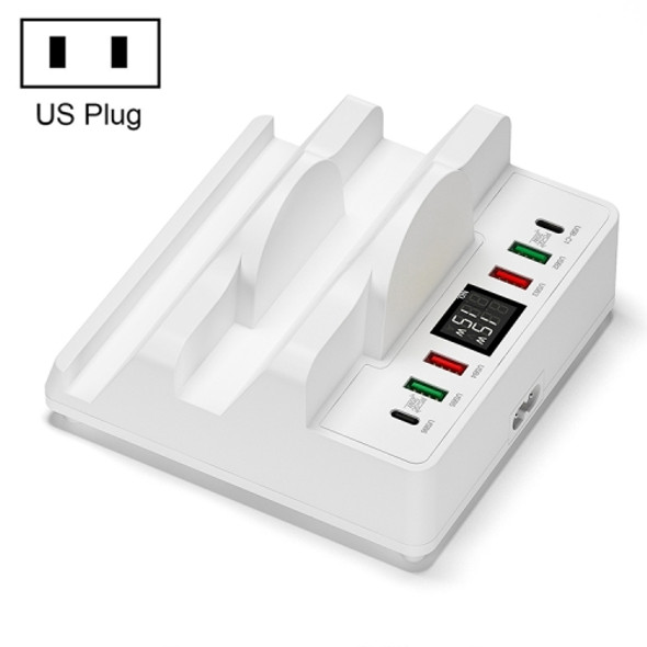 F6 Multifunctional Dual Wireless Charger with Phone Holder & Current Display, US Plug