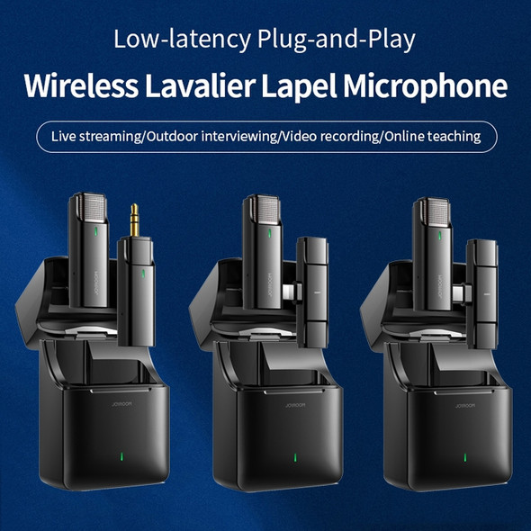 JOYROOM JR-LM2 Pro 2.4G Wireless Live Broadcast Lavalier Microphone for with 8 Pin Receiver(Black)