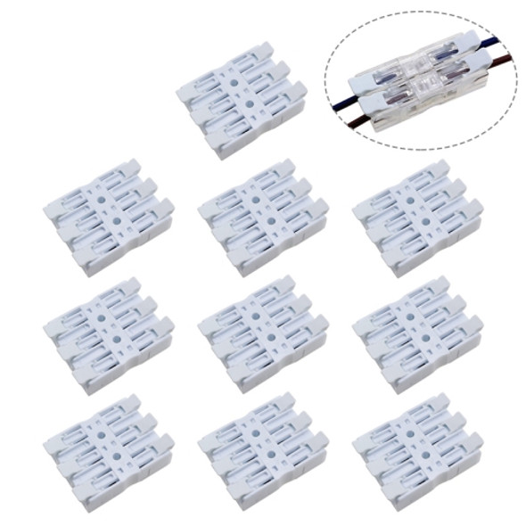 10 PCS Fast Terminal Block 2P Dual Pressing Terminal Connector Spring-Type Un-Lock Screw Connector, Specification: 928-3 White Wide