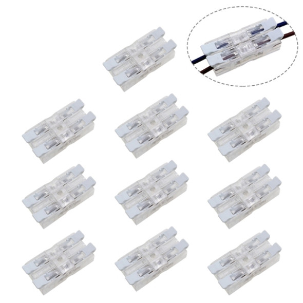 10 PCS Fast Terminal Block 2P Dual Pressing Terminal Connector Spring-Type Un-Lock Screw Connector, Specification: 928-2 Transparent Wide