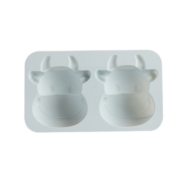 4 PCS Cow Head Silicone Cake Mold Baking Tool Ice Cube Handmade Soap Chocolate Mold(Blue)