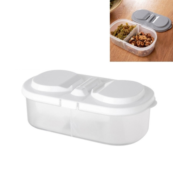 5 PCS Double Grid Kitchen Food Multigrain Sealed Jar Multifunctional Refrigerator Storage Box with Lid(White)