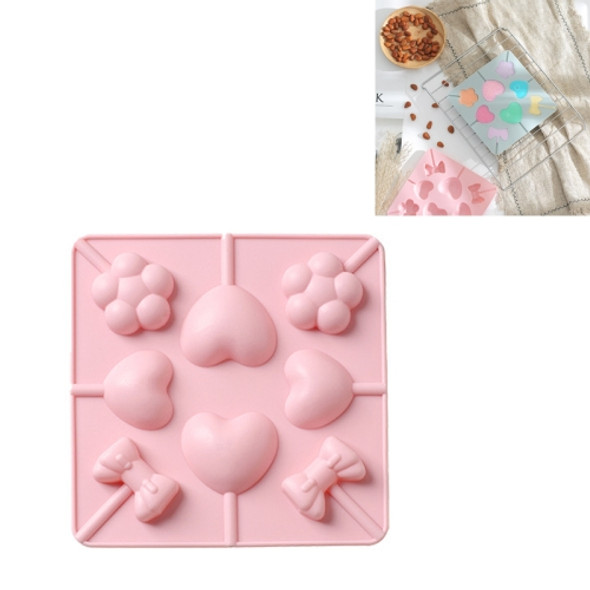 6 PCS Bowknot Love Silicone Lollipop Mold Easy to Clean DIY Baking Mold(Pink)
