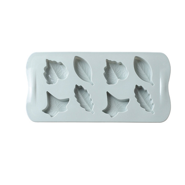 6 PCS Small Green Leaves Chocolate Mold DIY Baking Tools Silicone Ice Tray Cake Mold(Blue)
