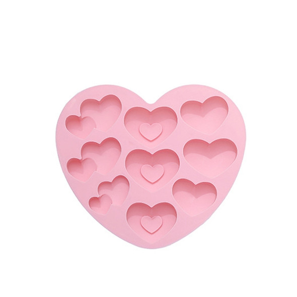 6 PCS Home Heart Shaped Jelly  Ice Cream Molds Love Heart Pancake Pudding Cake Cartoon Silicone Molds(Pink)