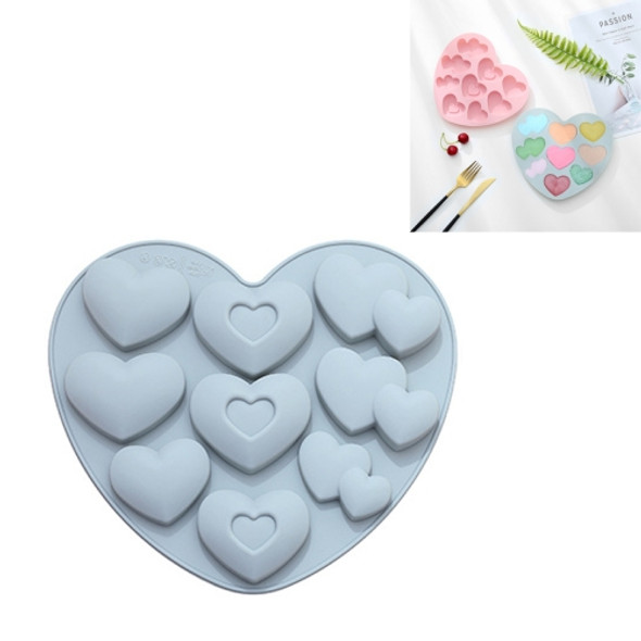 6 PCS Home Heart Shaped Jelly  Ice Cream Molds Love Heart Pancake Pudding Cake Cartoon Silicone Molds(Blue)