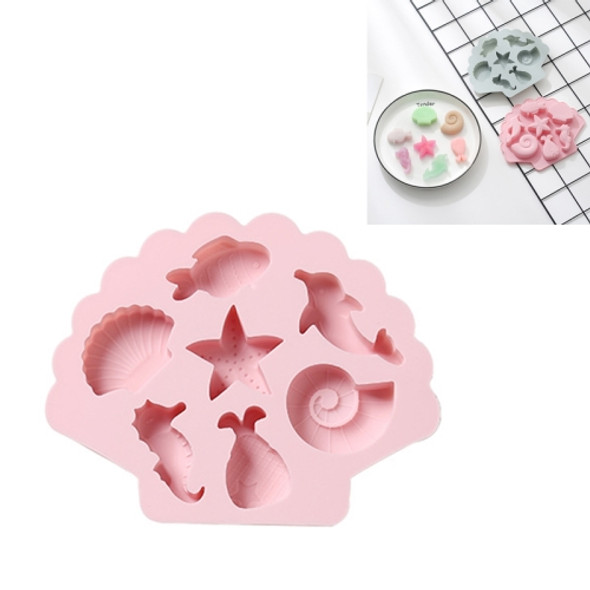 6 PCS 3D Creative Ocean Organism Shaped Silicone Cake Mold Baking Chocolate Ice Cube Mold(Pink)