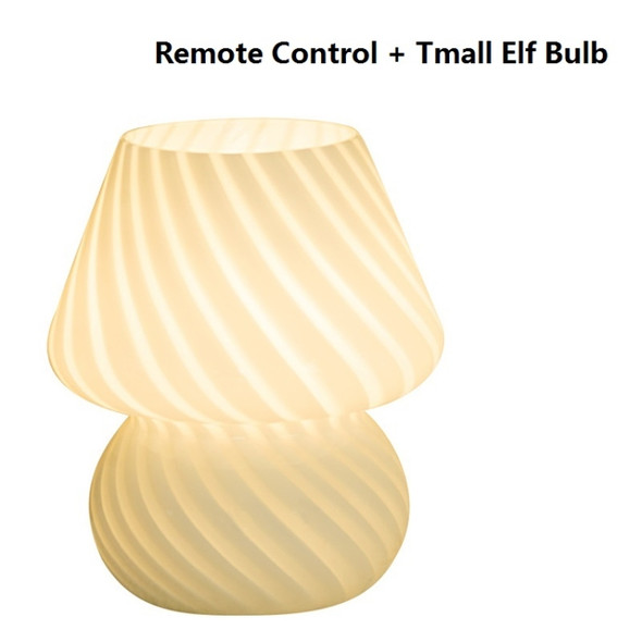 PJ-104 5W Mushroom Glass Bedroom Bedside Table Decoration Table Lamp, CN Plug, Specification： Remote Control + Tmall Elf Bulb