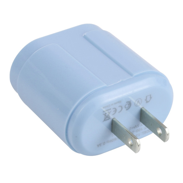 13-22 2.1A Dual USB Macarons Travel Charger, US Plug(Blue)