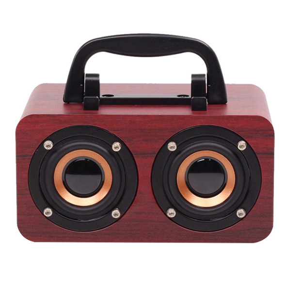 FT-4002 Wooden Wireless Bluetooth Portable Retro Subwoofer Speakers, Support TF card & USB MP3 Playback(Red Wood Grain)