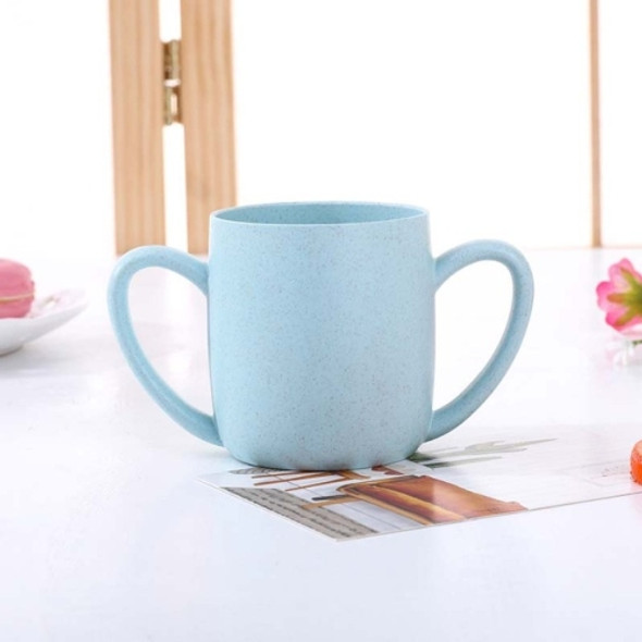 2 PCS  Wheat Straw Double Ear Mug Healthy Mouth Cup(Blue )