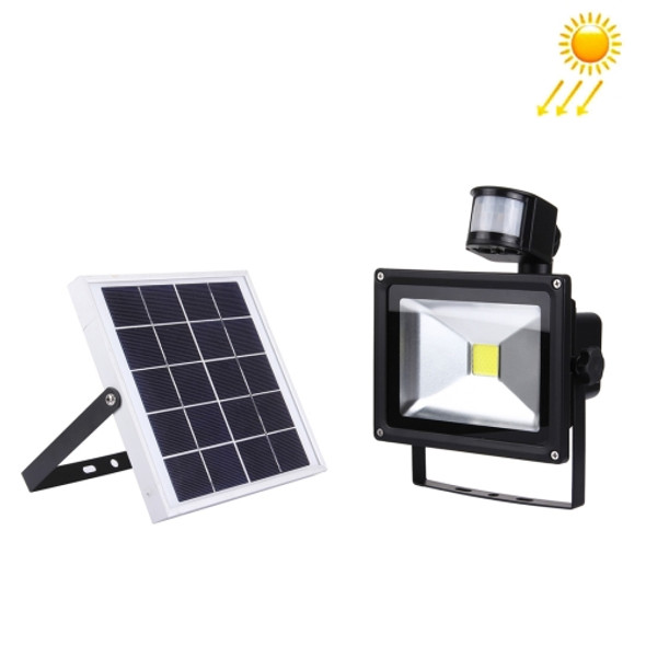 20W 1800LM LED Infrared Sensor Floodlight Lamp with Solar Panel, IP65 Waterproof (White Light)