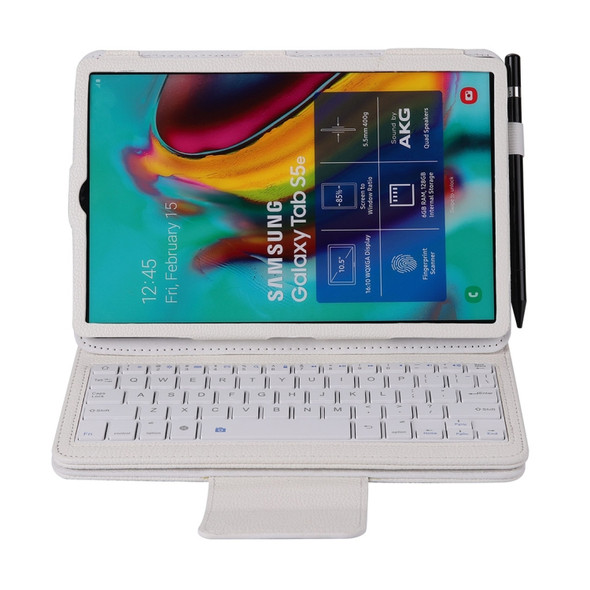 SA720 Detachable Bluetooth Keyboard + Litchi Texture PU Leather Protective Cover with Holder for Galaxy Tab S5e 10.5 T720/T725 (White)