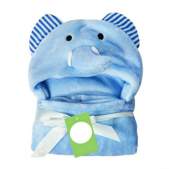 Baby Animal Shape Hooded Cape Bath Towel, Size:100×75cm(Blue Elephant)
