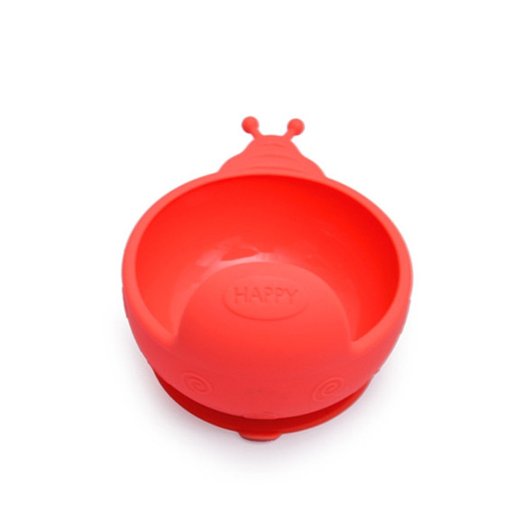 Snail Shape Silicone Baby Suction Bowl Slip Resistant Learning Feeding Tableware Baby Dinnerware Set(Red)