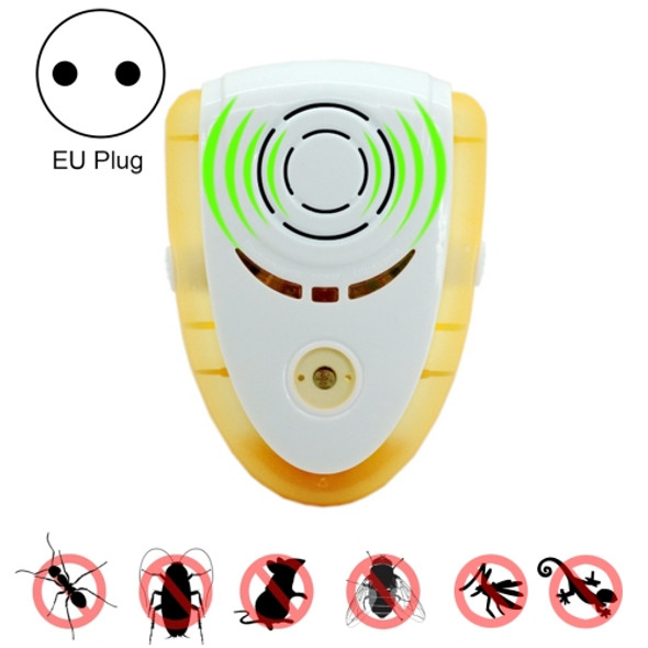 6W Electronic Ultrasonic Electromagnetic Wave Anti Mosquito Rat Insect Pest Repeller with Light, EU Plug, AC 90-240V, Random Color Delivery (Yellow)