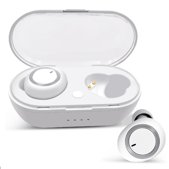 TWS-A1 TWS Bluetooth 5.0 Mini Invisible Sports Music Earphone with Charging Box & Microphone (White)