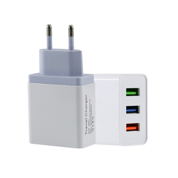 2A 3 USB PortsTravel Charger, EU Plug(Grey)