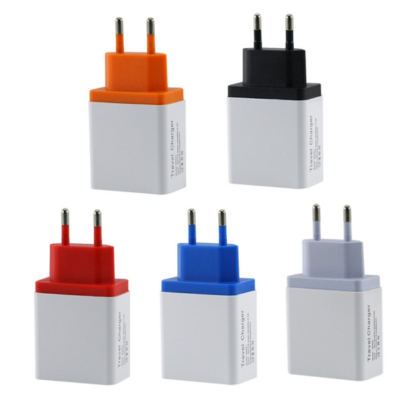 2A 3 USB PortsTravel Charger, EU Plug(Grey)