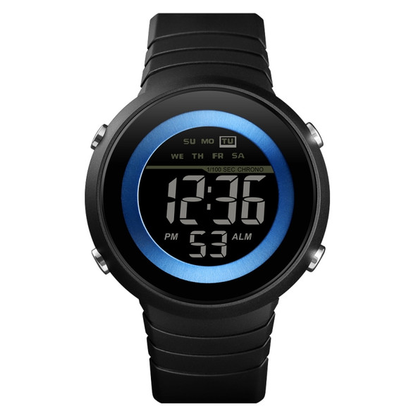 SKMEI 1497 Fashion Simple Backlight Single Display Electronic Watch Timing Alarm Watch(Blue Black)