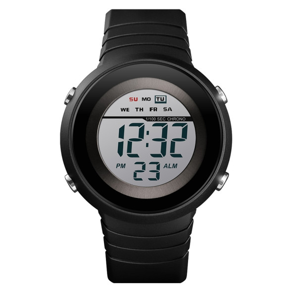 SKMEI 1497 Fashion Simple Backlight Single Display Electronic Watch Timing Alarm Watch(Black  White)