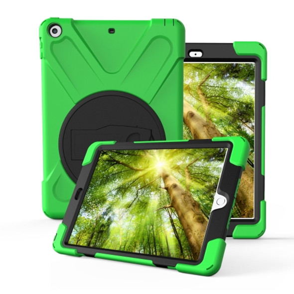 For Galaxy  Tab A 10.5 T590/T595 360 Degree Rotation PC + Silicone Protective Case with Holder & Hand-strap(Light Green)