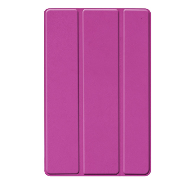 Custer Texture Horizontal Flip PU Leather Case for Galaxy Tab A 10.1 2019 (T515 / T510), with Three-folding Holder & Sleep / Wake-up Function (Purple)
