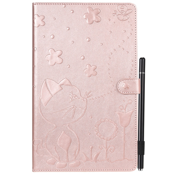 For Samsung Galaxy Tab A9.7 T550 Cat Bee Embossing Pattern Shockproof Table PC Protective Horizontal Flip Leather Case with Holder & Card Slots & Wallet & Pen Slot & Wake-up / Sleep Function(Rose Gold)