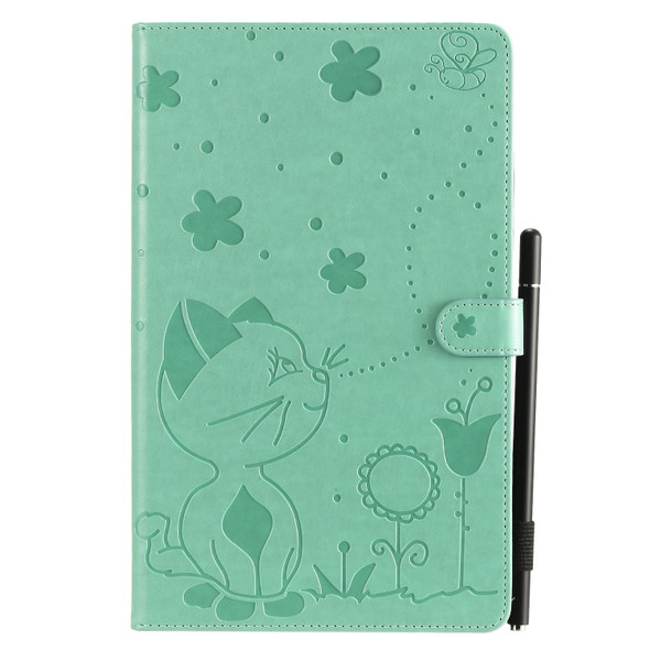 For Samsung Galaxy Tab A9.7 T550 Cat Bee Embossing Pattern Shockproof Table PC Protective Horizontal Flip Leather Case with Holder & Card Slots & Wallet & Pen Slot & Wake-up / Sleep Function(Green)