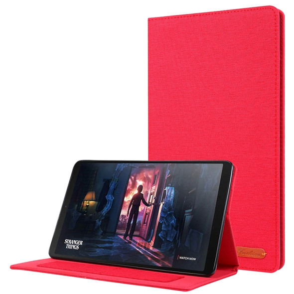 For Galaxy Tab a 10.1 (2019) T510 /T515 Cloth Teature Horizontal Flip PU Leather Case with with Holder & Card Slots(Red)