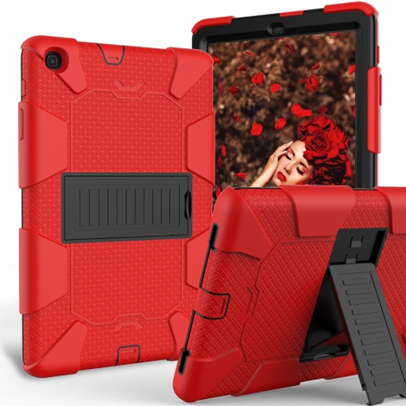 Shockproof Two-Color Silicone Protection Case with Holder for Galaxy Tab A 10.1 (2019) / T510(Red)