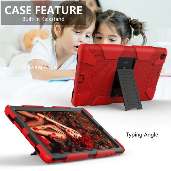 Shockproof Two-Color Silicone Protection Case with Holder for Galaxy Tab A 10.1 (2019) / T510(Red)