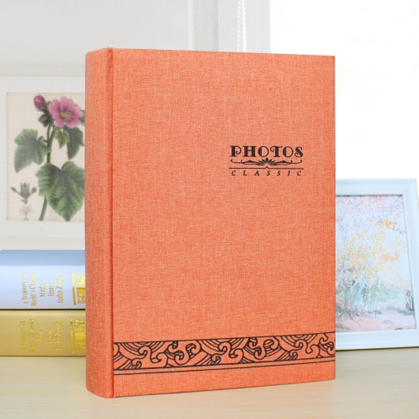 4R 6 Inch 300 Sheets Cloth Photo Album Insert Postcard Storage Photo Album(Orange)