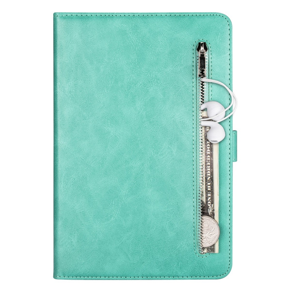 For Samsung Galaxy Tab A10.1 T510 / T515 Tablet Fashion Calf Texture Zipper Horizontal Flip Leather Case with Stand & Card Slots & Wallet & Wake-up / Sleep Function(Green)