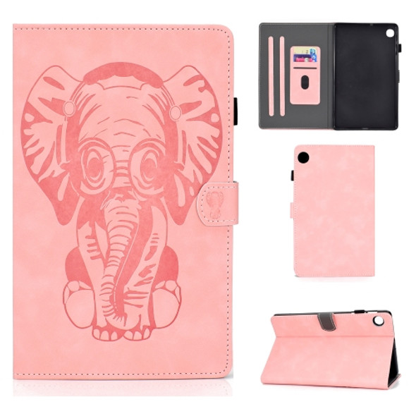 For Huawei MatePad T8 8.0 (2020) Embossed Elephant Pattern Horizontal Flip PU Leather Case with Holder & Card Slots(Pink)