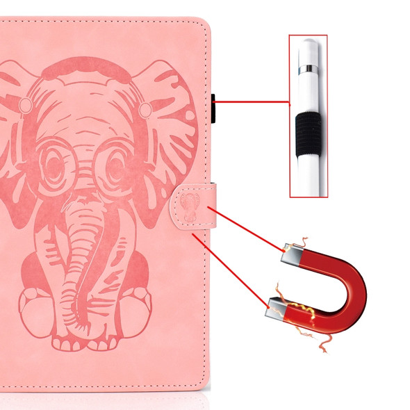For Huawei MatePad T8 8.0 (2020) Embossed Elephant Pattern Horizontal Flip PU Leather Case with Holder & Card Slots(Pink)